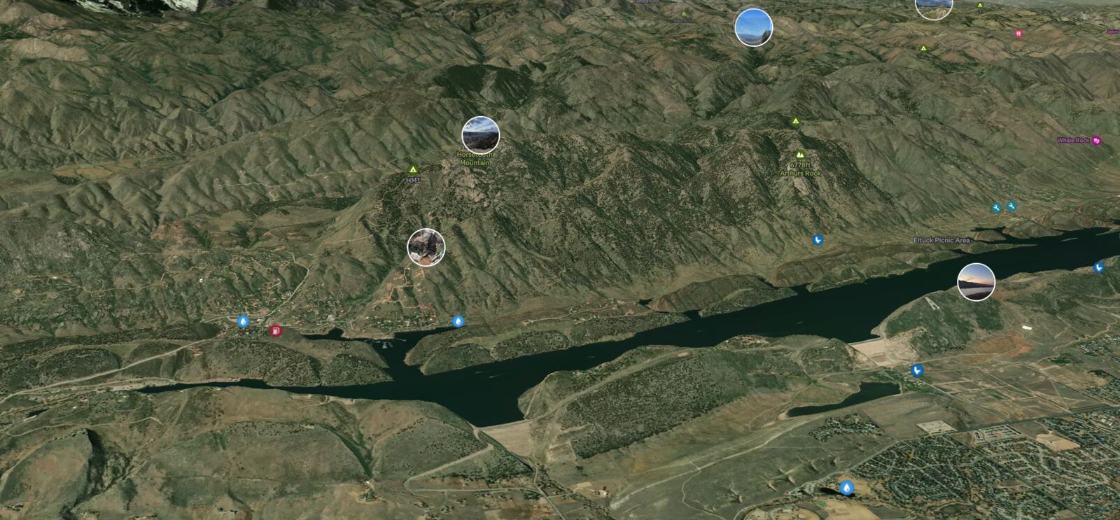 Satellite map of Horsetooth Reservoir and Mountain Open Space